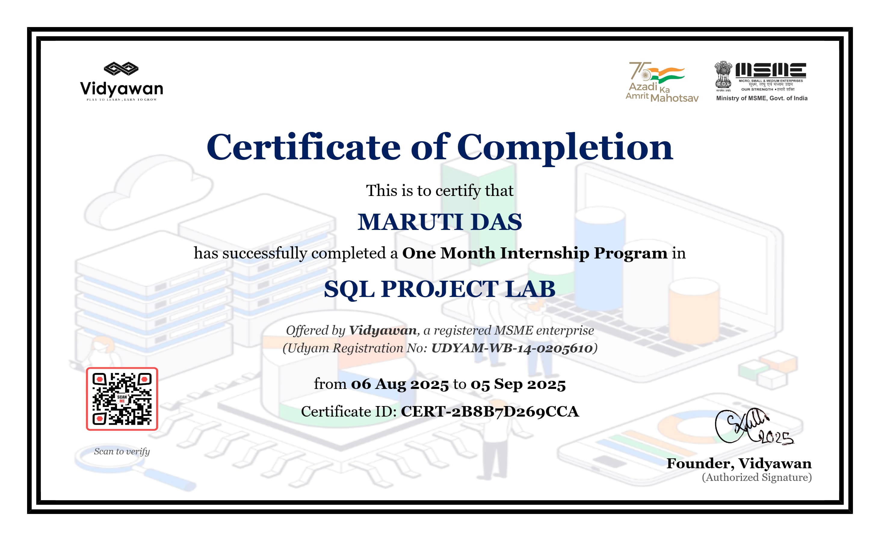 🧾 Sample Certificate – 🛠️ Issued for Demonstration Only.