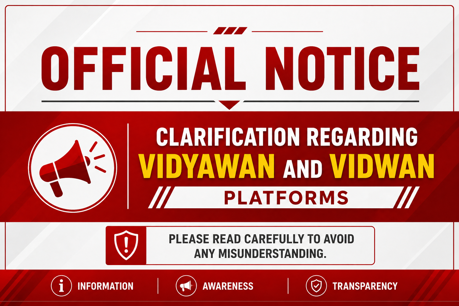 Clarification Regarding VIDYAWAN and VIDWAN Platforms