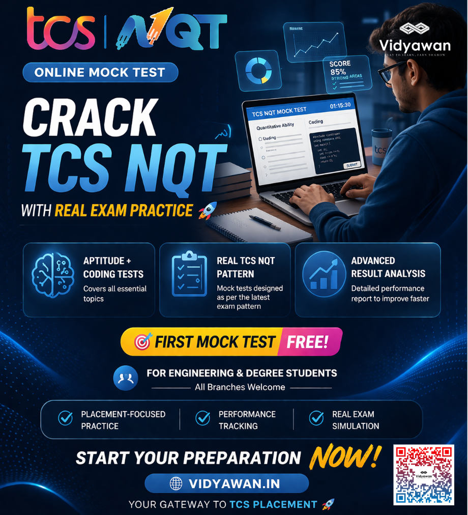 TCS NQT aptitude mock test preparation with reasoning and verbal practice platform Vidyawan