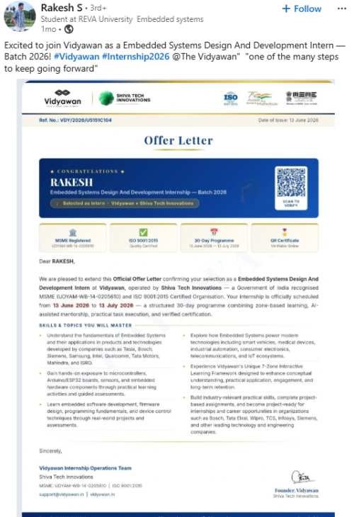 Rakesh S – Vidyawan student review